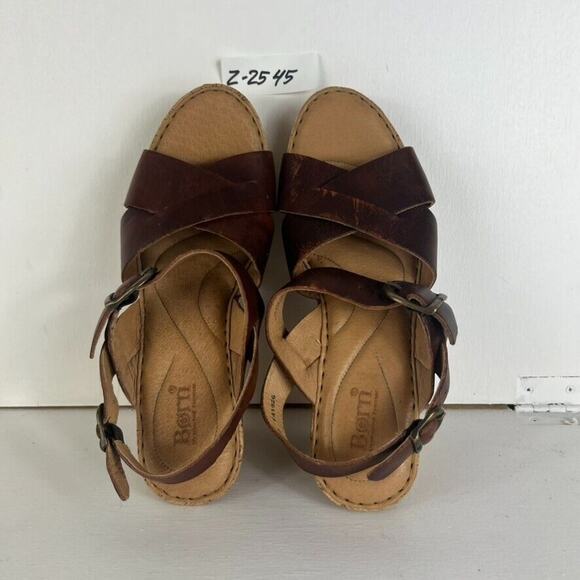 Born Sandals Womens Size 9 40 Emmy Quarter Brown Leather Wedge Platform Shoe - Picture 8 of 11